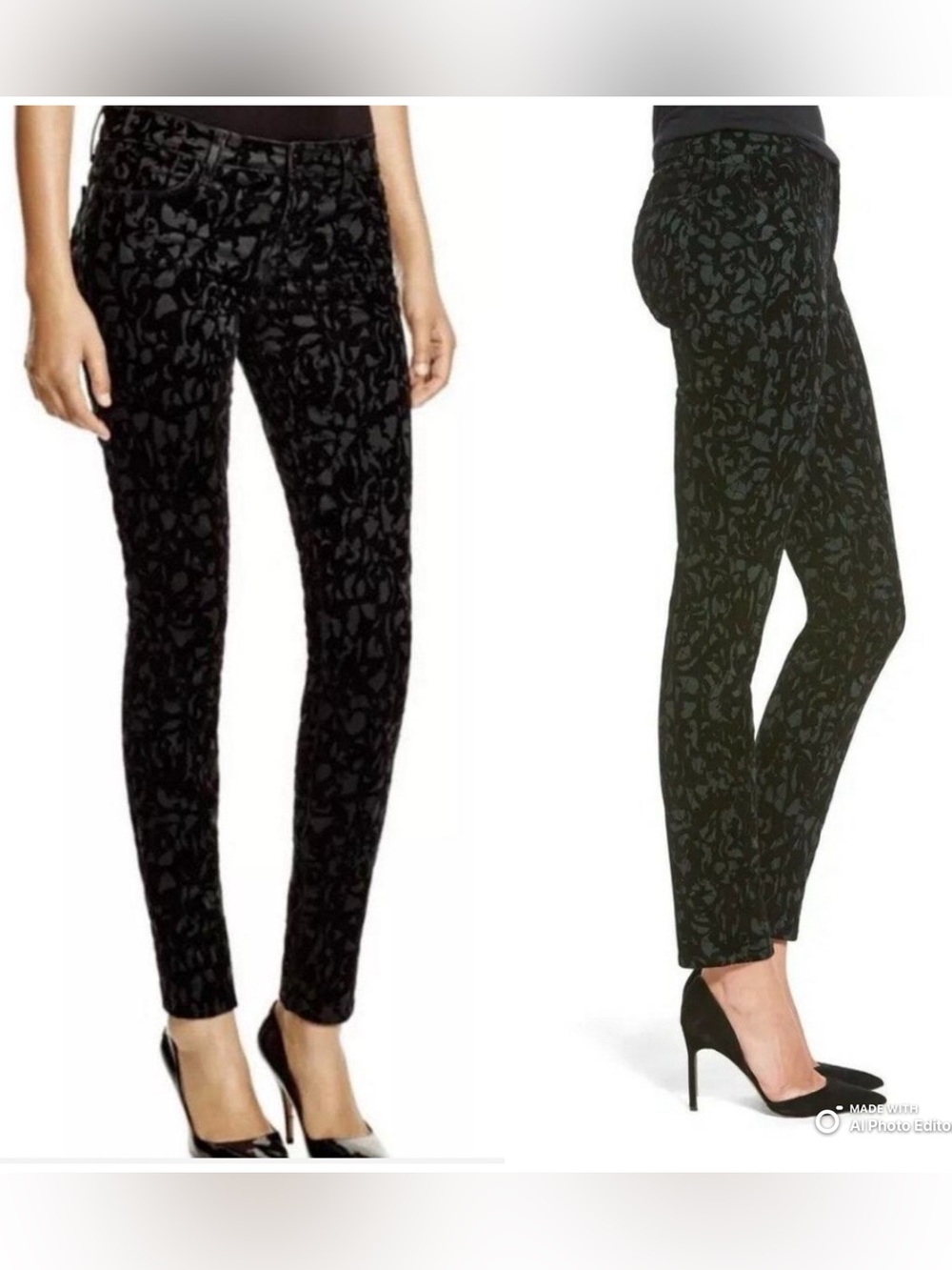 NWT J Brand 820 Super Skinny Velvet Brocade Olive Black Jeans Size 25 Mid Rise